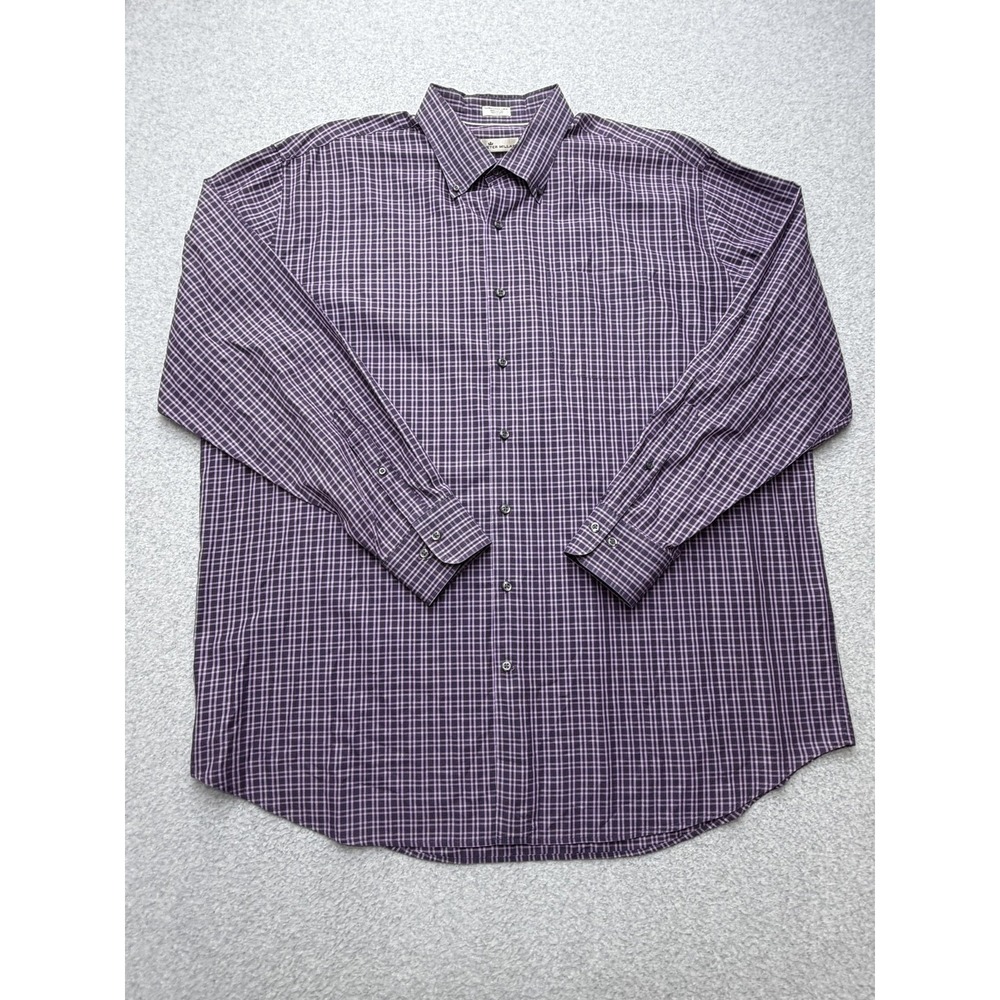 Peter Millar Shirt Mens 2XL Purple Plaid Long Sleeve Button Down Cotton Casual
